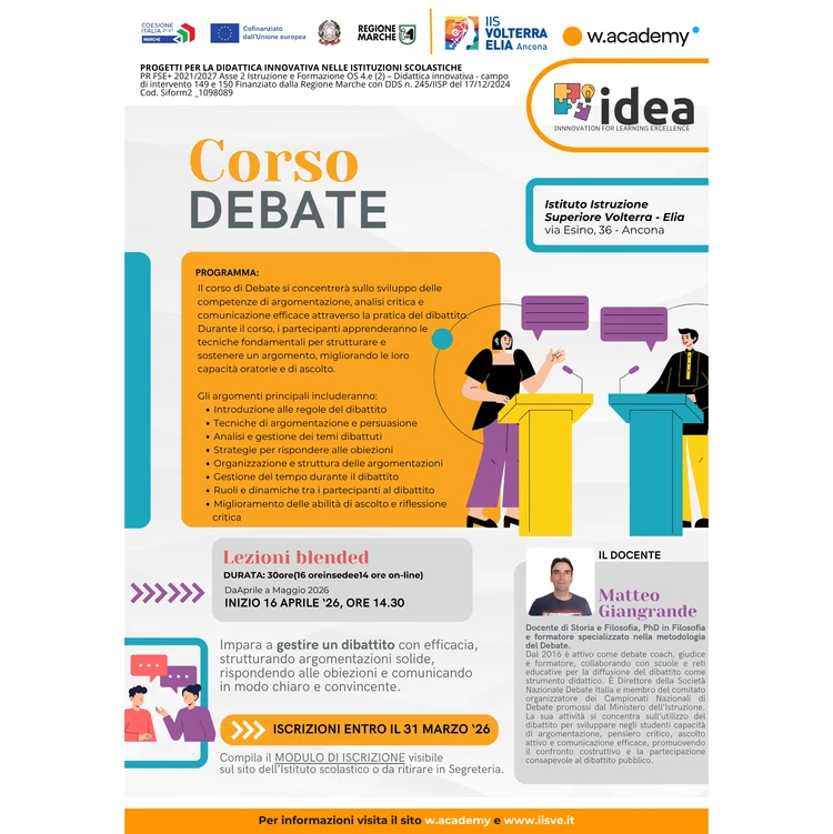 Locandina progetto idea corso debate